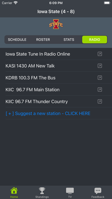 Iowa State Football Schedules Screenshot