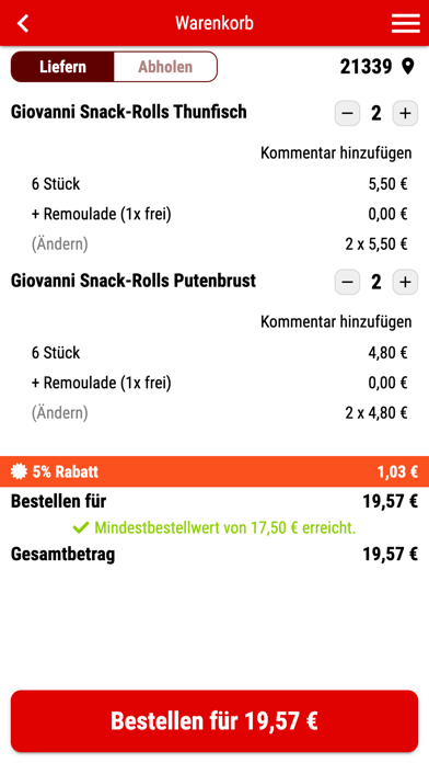 Giovanni Lieferservice Screenshot