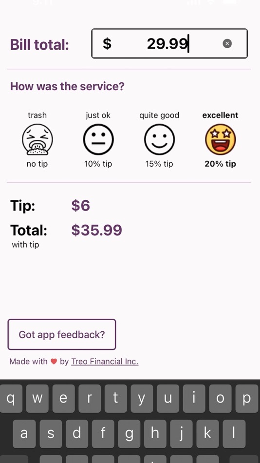 #4. TreoTips: Tip Calculator (iOS) 由: Treo Financial Inc.