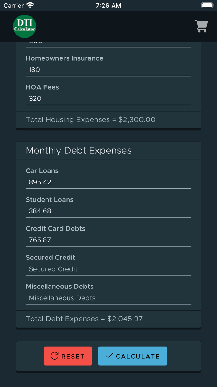 DTI Ratio Calculator