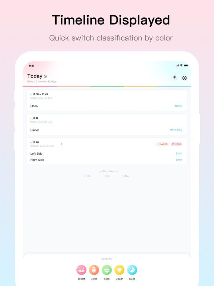 Baby diary - newborn tracker