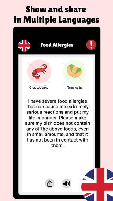 Food Allergy Card Screenshot