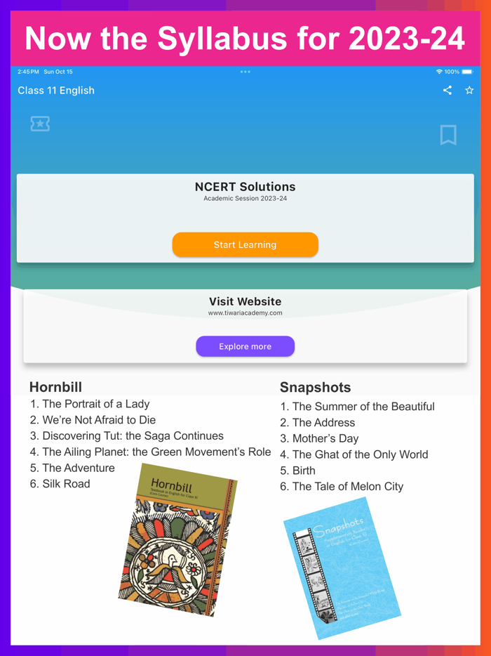 Class 11 English Solutions