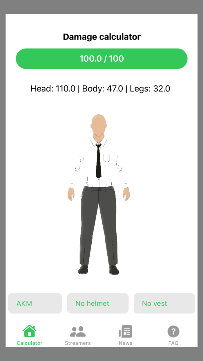 Damage Calculator for PUBG