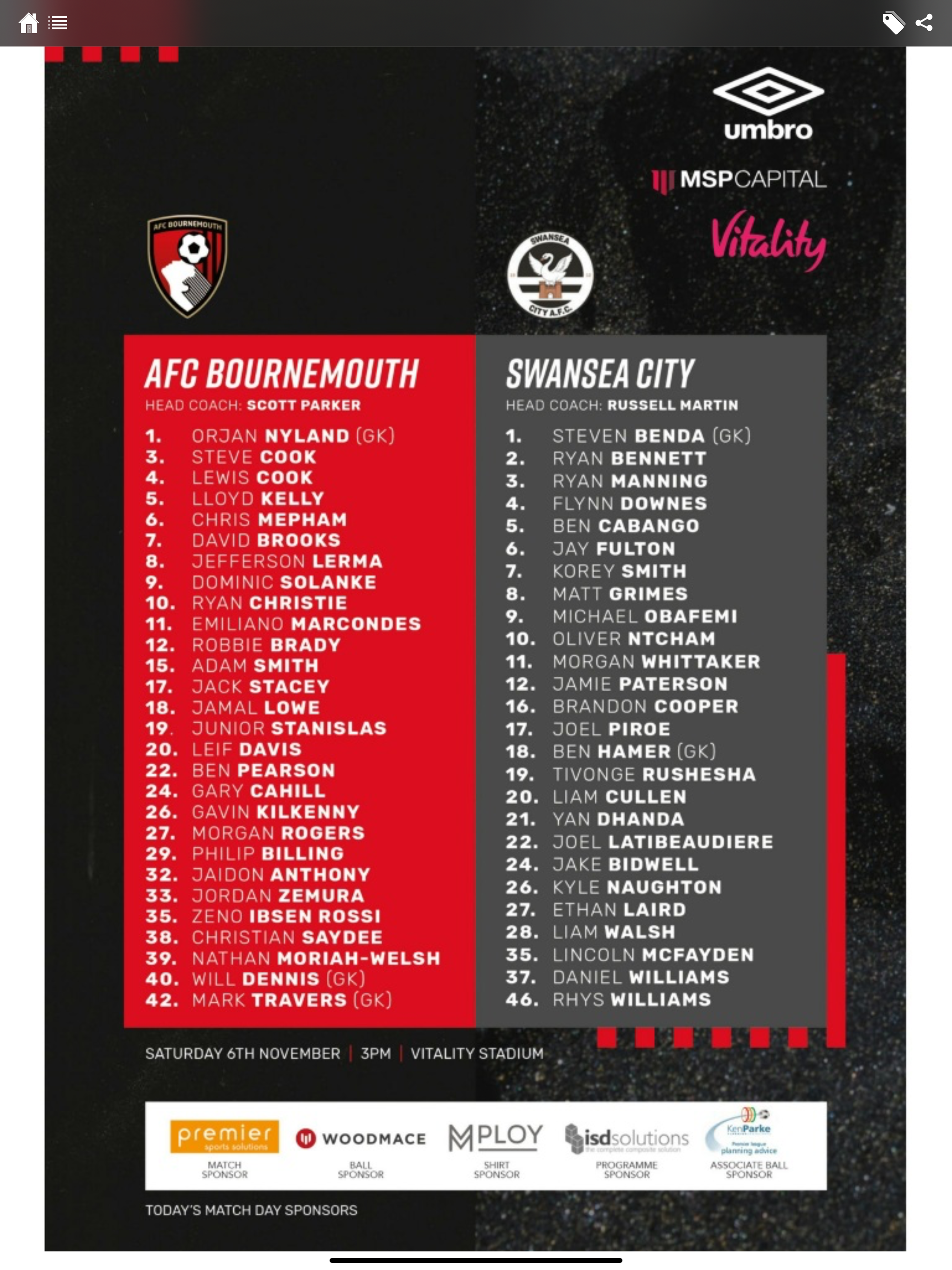 MATCHDAY - AFC Bournemouth