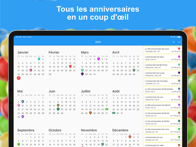 ‎Calendrier des anniversaires Capture d'écran