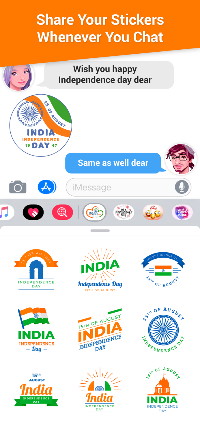 Independence Day Sticker 15Aug