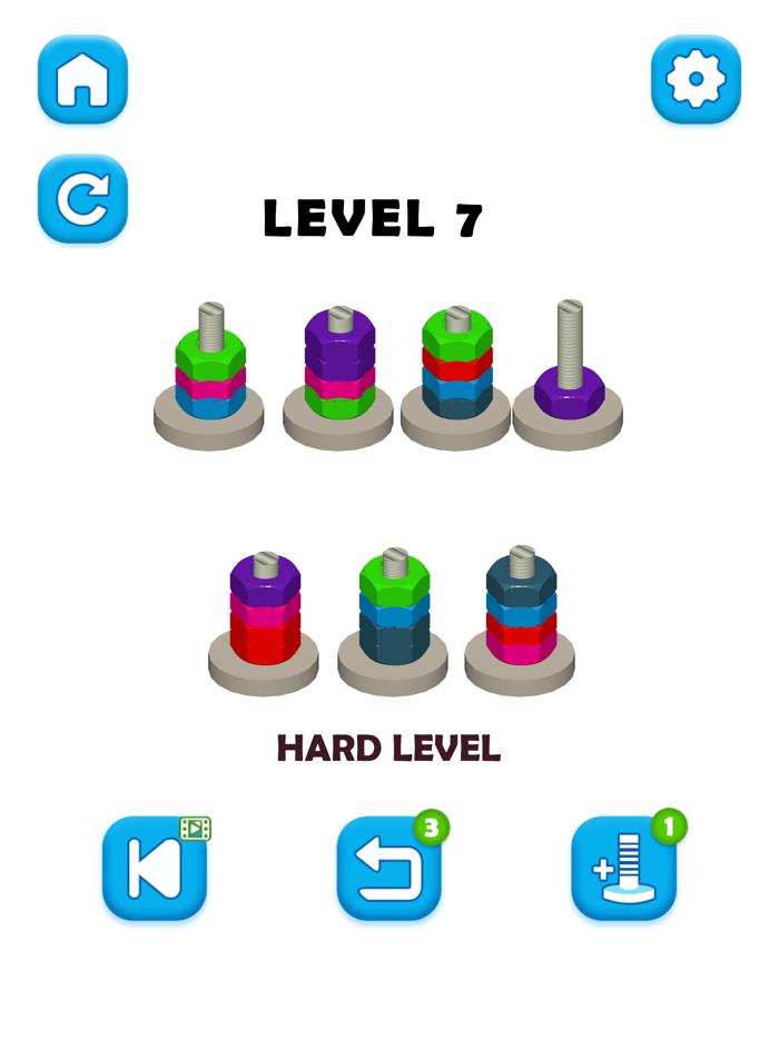 Screw Nut Bolts Sorting Games