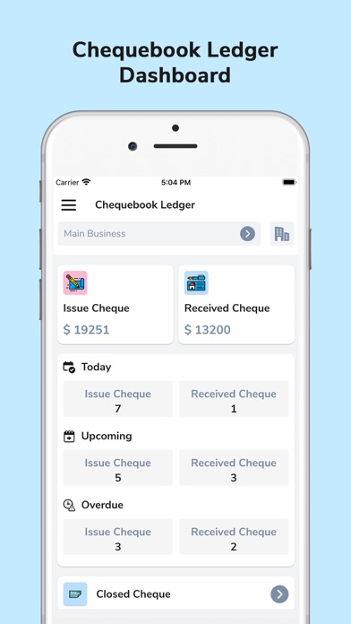 Chequebook Ledger Screenshot
