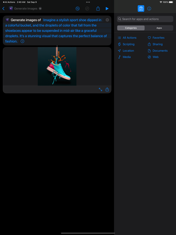 AI Actions for Shortcuts