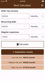 rent calculator - rentwise iphone screenshot 2
