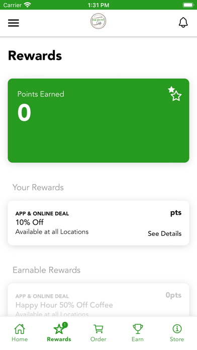 Civic Center Cafe Rewards Screenshot
