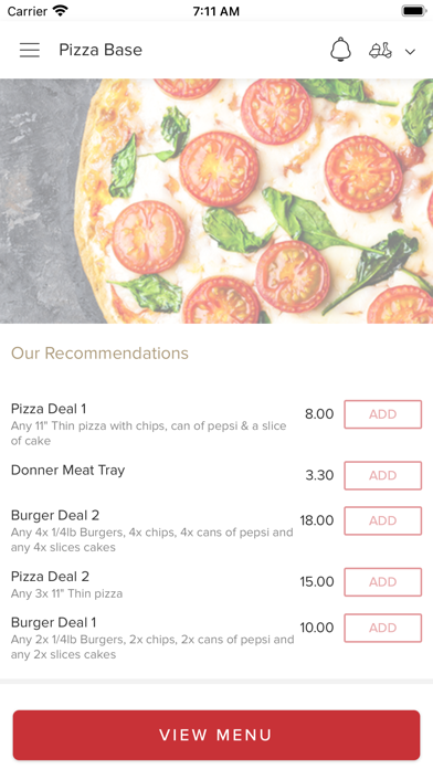 Pizza Base. Screenshot