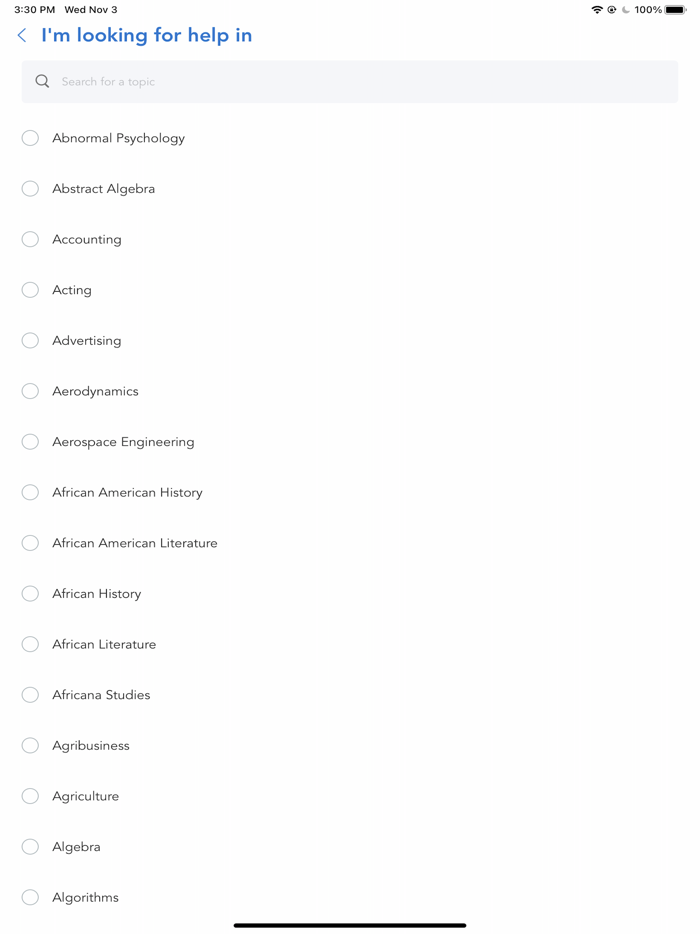 Oh - connect to tutor or learn