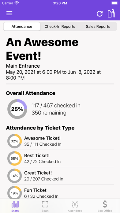 Eventnoire Organizer Screenshot