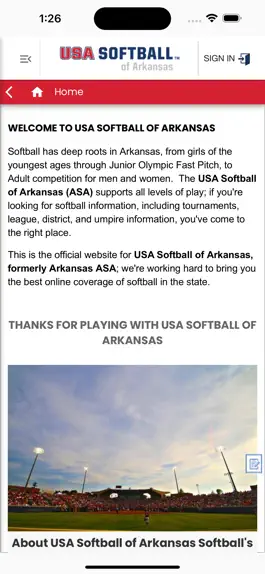 Game screenshot USA Softball of Arkansas apk