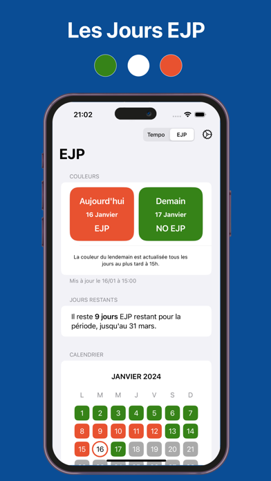 Couleur Jour Tempo et EJP EDF Screenshot