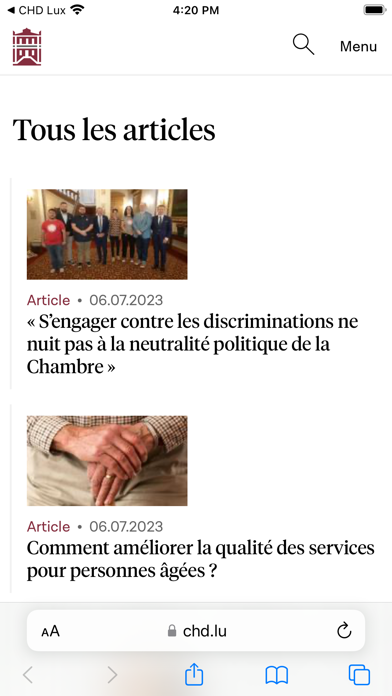 Chambre des Députés Luxembourg Screenshot