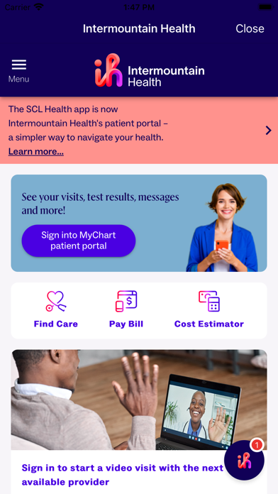 Intermountain Health CO/MT/WY Screenshot