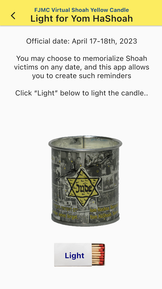 #1. Shoah Virtual Yellow Candle (iOS) Bởi: Federation of Jewish Men's Club, Inc