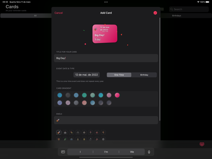 Reminder Cards Days-Birthdays