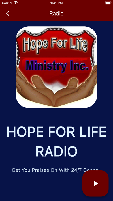 Hope For Life Radio. Screenshot