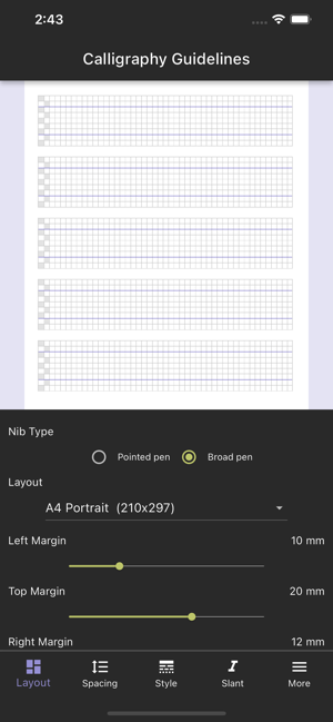Calligraphy Guidelines Screenshot