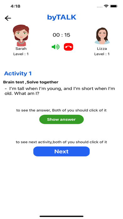 English speaking partner Screenshot