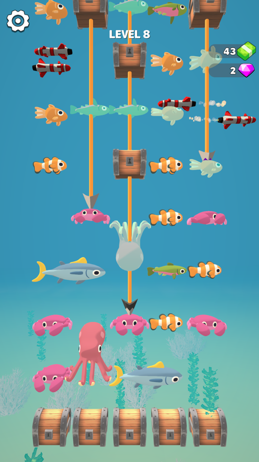 #2. Fish & Hooks Merge (iOS) 由: NoBrain Studio