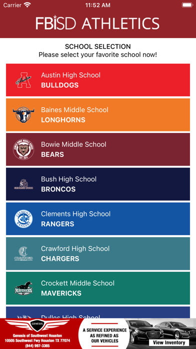 Fort Bend ISD Athletics Screenshot