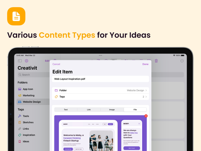 Creativit Mood Board and Vision