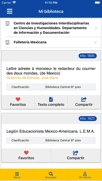 Bibliotecas UNAM Screenshot