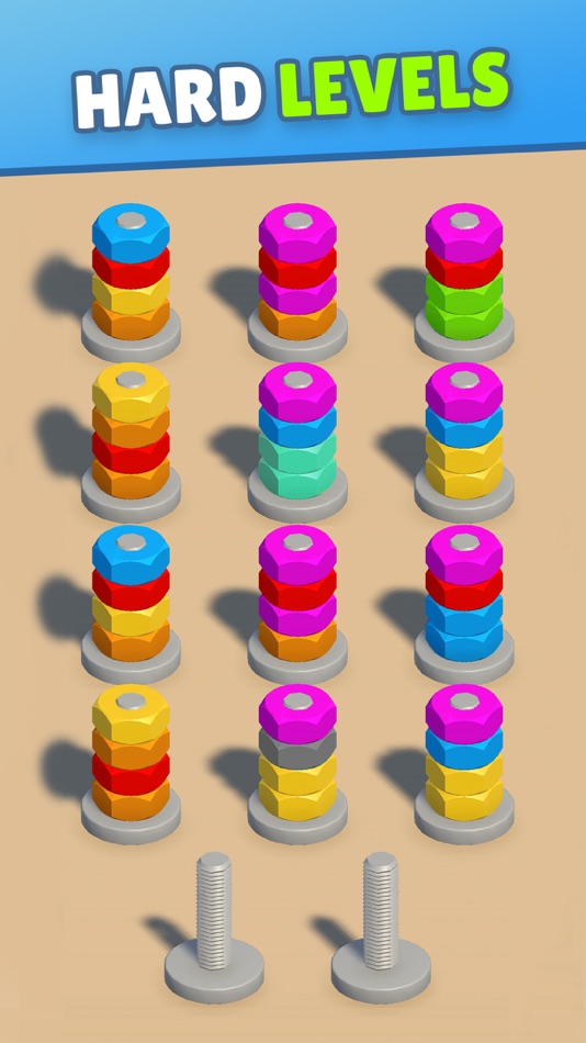 #2. Screw Nuts & Bolts Color Sort (iOS) By: Rugile Mazoriukaite