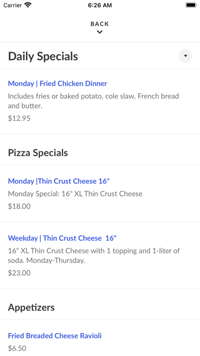 Frank's Pizzeria & Restaurant Screenshot