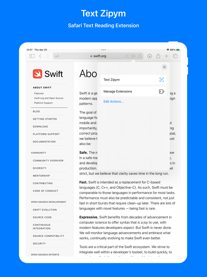 Text Zipym Reading Extension