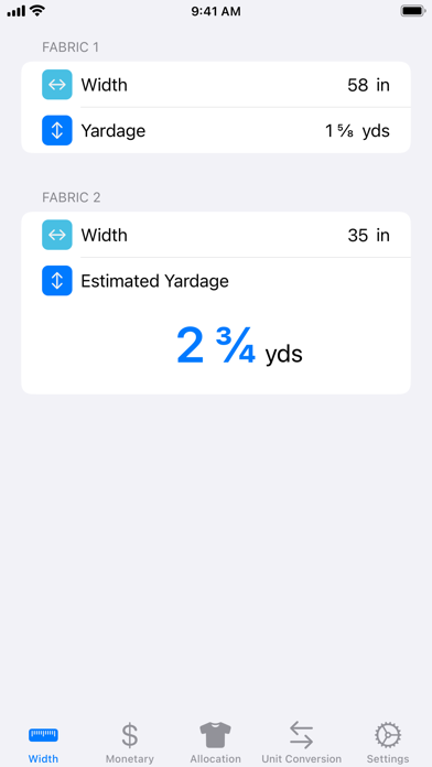 Fabric Calc Screenshot