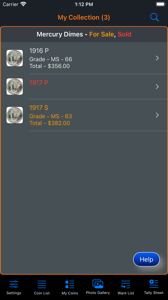 Mercury Dime Collection