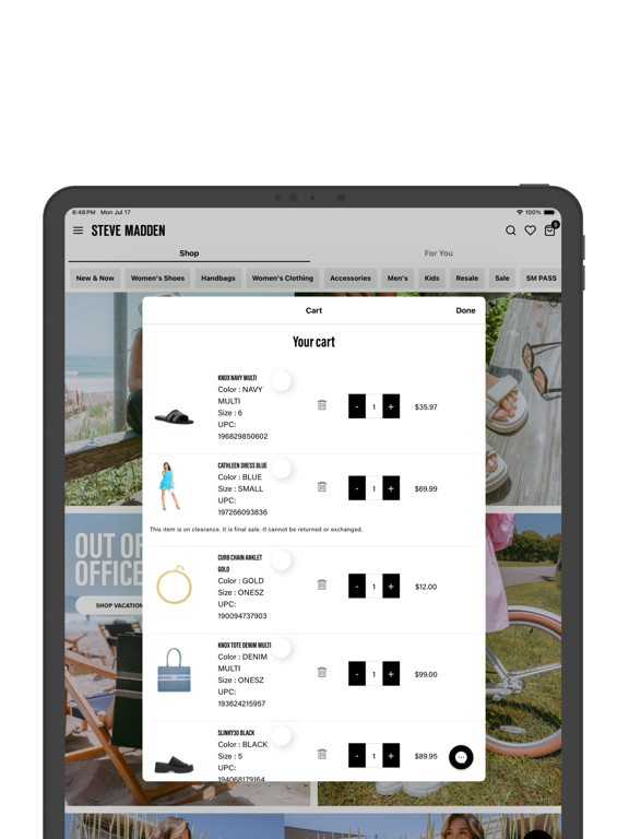 Steve Madden iPad screenshot 5 - Shopping app