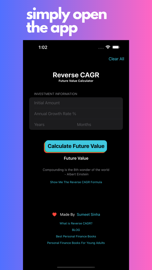 #1. Reverse CAGR Calculator (iOS) 由: SUMEET SINHA