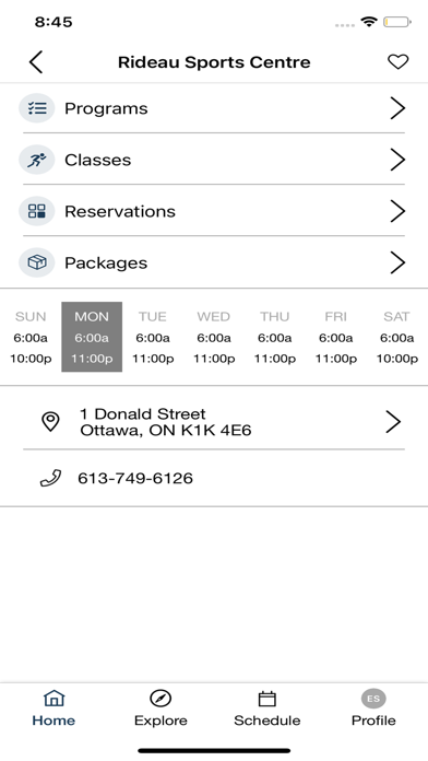 RSC Rideau Sports Centre Screenshot