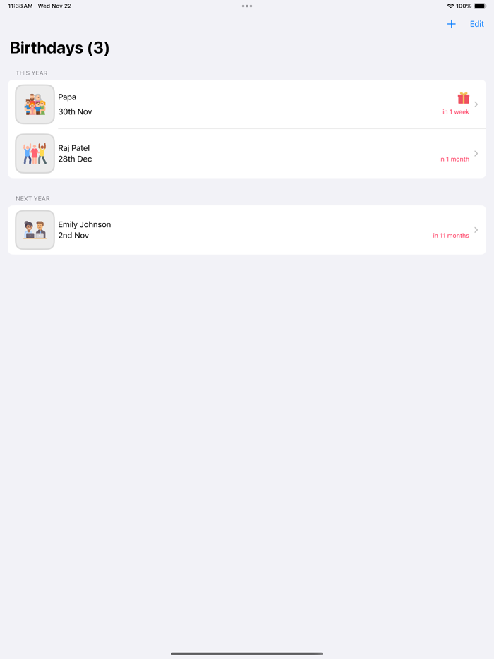 Simple Birthday Tracker Diary