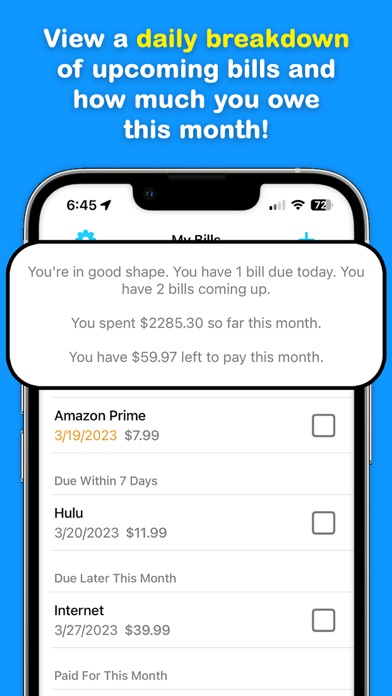 Billminders - Bill Organizer Screenshot