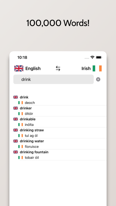 Irish-English Dictionary Screenshot