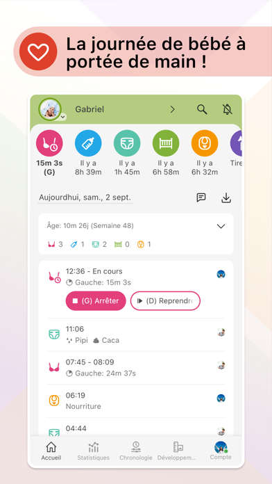 Screenshot #1 pour Baby Daybook - Suivi de Bébé