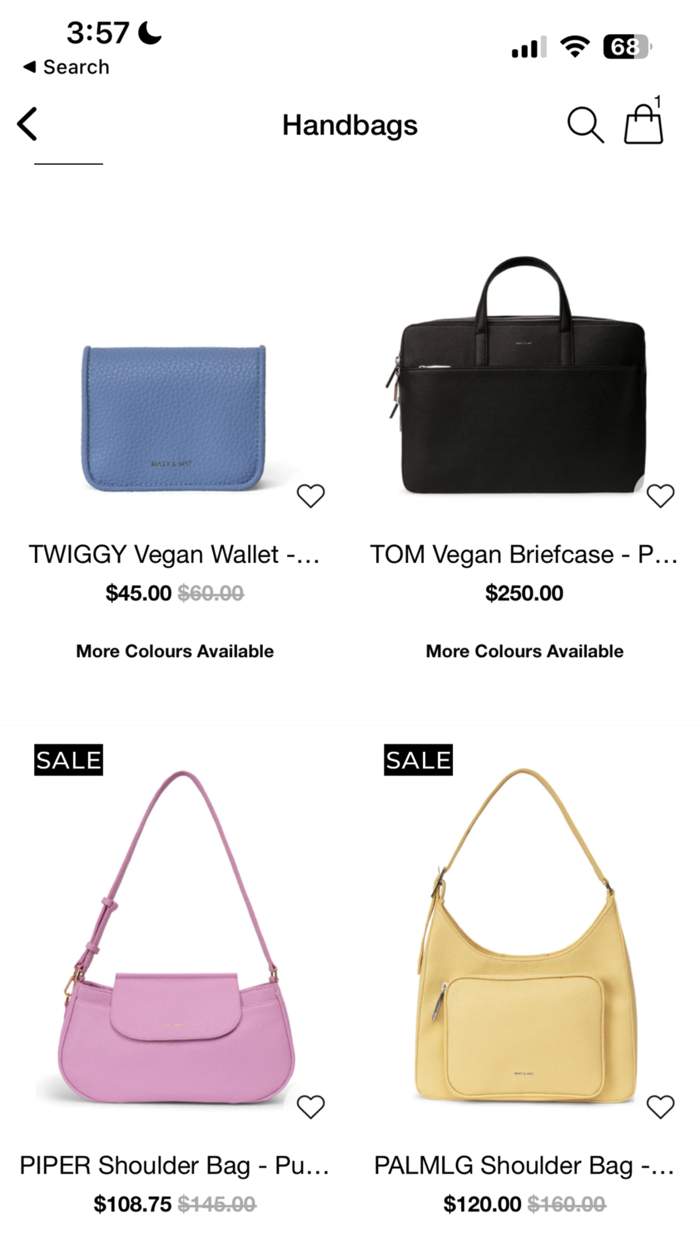 Matt and Nat Vegan Leather Bags