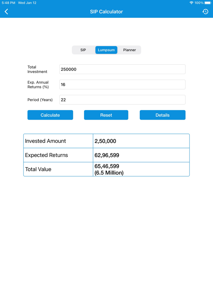 SIP Calculator - Lumpsum