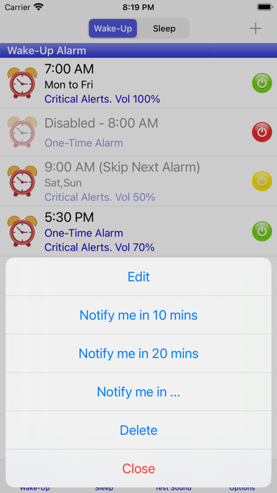 Aida Wake-Up Alarm Screenshot