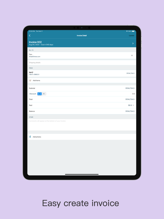 Freedom Invoice: Invoice Maker iPad screenshot 3 - Business app