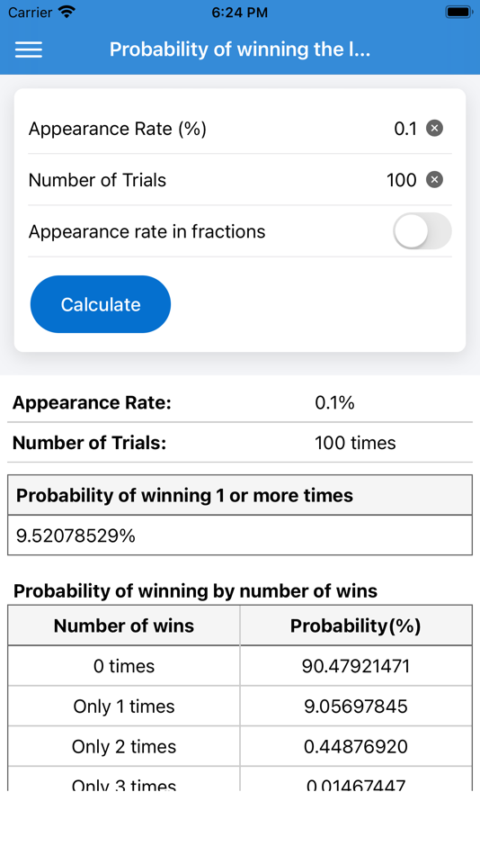 #1. Lottery Probability Calculator (iOS) 由: Kouji Yamauchi