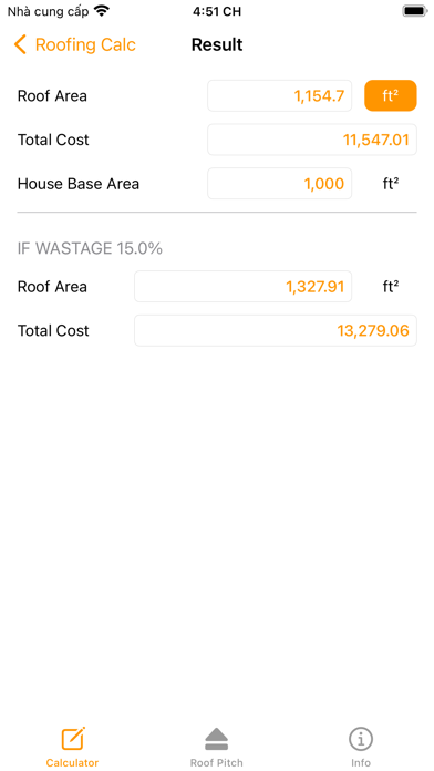 Roof Calculator: Pitch, Angle Screenshot